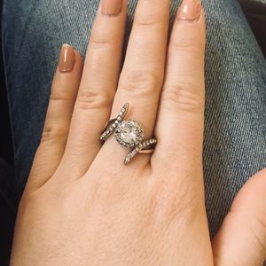 Elegant Two-tone White Topaz and Zirconia Ring